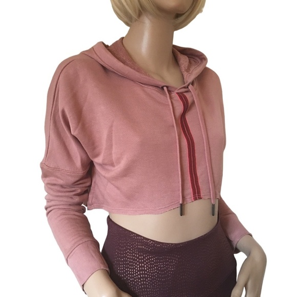 SPLENDID Rayon Blend Pink Crop Pullover Hoodie Activewear Yoga Fitness Street - Picture 3 of 14
